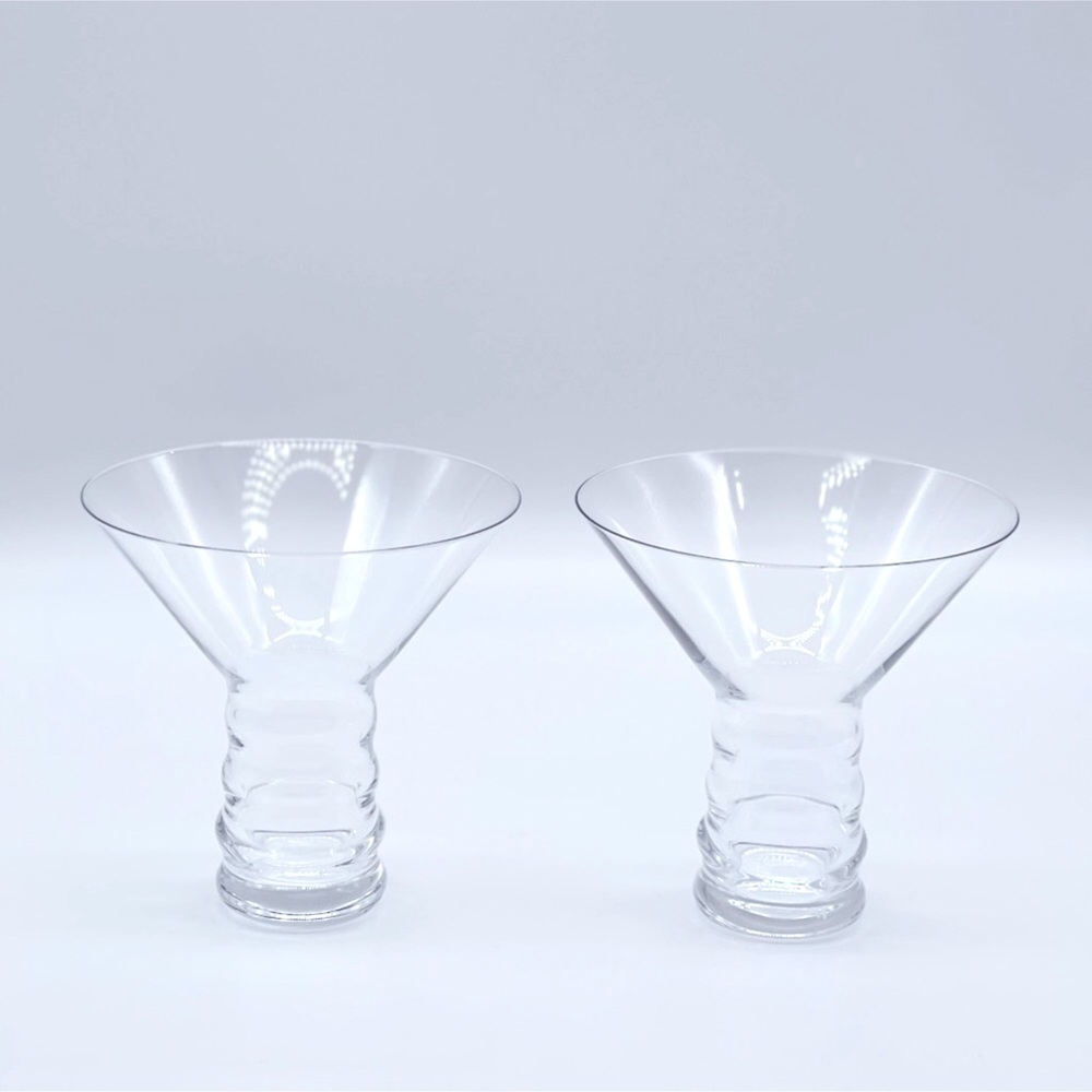 BLOOMINGDALE’S SHORT STEM MARTINI COCKTAIL GLASSES SET OF 2